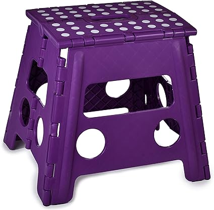 Folding Step Stool, 13 Inch - The Anti-Skid Step Stool is Sturdy to Support Adults and Safe Enough for Kids. Opens Easy with One Flip. Great for Kitchen, Bathroom, Bedroom, Kids or Adults. (Purple)