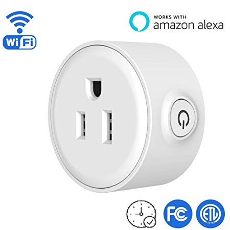 Wifi Smart Plug, Wireless Mini Smart Timing Socket Outlet works with Amazon Echo Alexa, Remote control your device from anywhere, No hub required