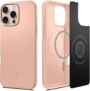 Spigen Thin Fit MagFit Designed for iPhone 16 Pro Max Case [Hard Shell] [Military-Grade Protection] Compatible with MagSafe - Rose Titanium