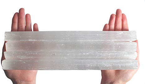 Dey Designs 4 Pack Large Selenite Crystal Sticks - 11" Inch Selenite Wand - Reiki, Chakra, Healing, Protection Grids, Bulk, Positive Energy