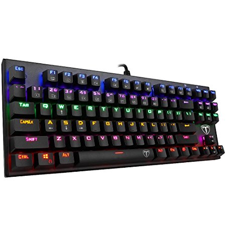 [New Backlit Version] VicTop Mechanical Gaming Keyboard, 87 Quickfire Keys Blue Switches Waterproof Keyboard with 6-Color Backlighting 9 Lighting Modes Full Anti-ghosting Keys and Key Cap Puller for Gamers and Typists