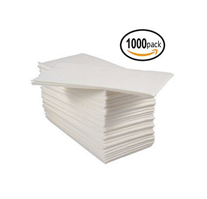 Bloomingoods Disposable Linen-Feel Guest Hand Towels / Cloth-Like Paper Napkins, White, Pack of 1000 (Bulk Packaging)