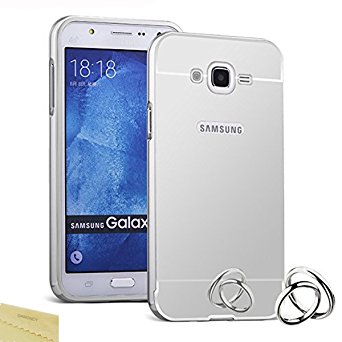 Galaxy E7 Case,DAMONDY Luxury Metal Air Aluminum Bumper Detachable   Mirror Hard Back Case 2 in 1 cover Ultra-Thin Frame Case For Samsung Galaxy E7 E700 (sliver)
