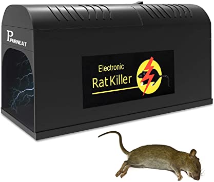 P PURNEAT Electronic Rodent Zapper - Effective & Powerful Humane Mouse Trap That Works for Rats, Mice – No Poison Use - 7000v Shock Instant Exterminator – Safe, Mess-Free-【Upgraded Version】 (1 Pack)
