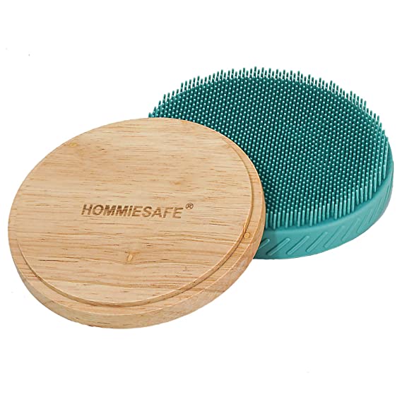 Body Brush for Wet or Dry Brushing - Soft Silicone Shower Brush Body Wash Bath Exfoliating Skin Massage Scrubber, Dry Skin Brushing Palm-sized Loofah, Fit for Sensitive and All Kinds of Skin (Green)