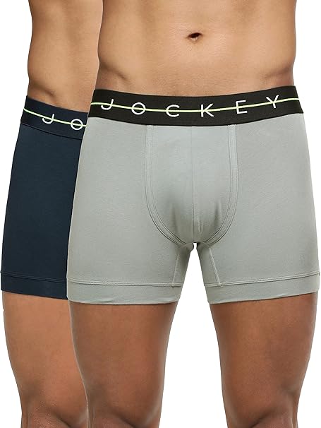 Jockey NY16 Men's Super Combed Cotton Elastane Stretch Solid Trunk with Ultrasoft Waistband (Pack of 2_Colors & Prints May Vary)