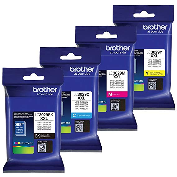 Brother LC-3029XXL Ink Cartridge (Black, Cyan, Magenta, Yellow, 4-pack) in Retail Packaging