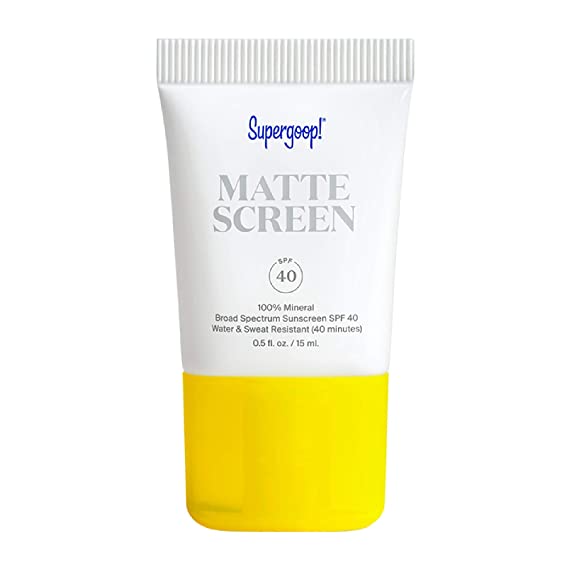 Supergoop! Mattescreen - 0.5 fl oz - 100% Mineral Broad Spectrum SPF 40 Sunscreen - Reef-Safe Formula Smooths Skin’s Appearance, Minimizes Pores, Controls Shine - Water & Sweat Resistant