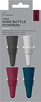 Rabbit Wine and Beverage Bottle Stoppers (Assorted Colors, Set of 4)
