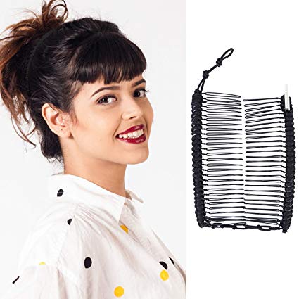 Banana Clip by HairZing - Double Comb for Thick, Curly, Kinky Hair - Put Your Hair Up in Seconds with No Damage, Creases, or Pain - Comfy UpDo, Ponytail, French Twist, Bun (Banana, Black Medium)