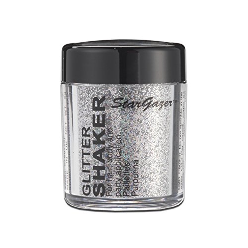 Stargazer Glitter Shaker, Hologram. Cosmetic glitter powder for use on the eyes, lips, face, body, hair and nails.