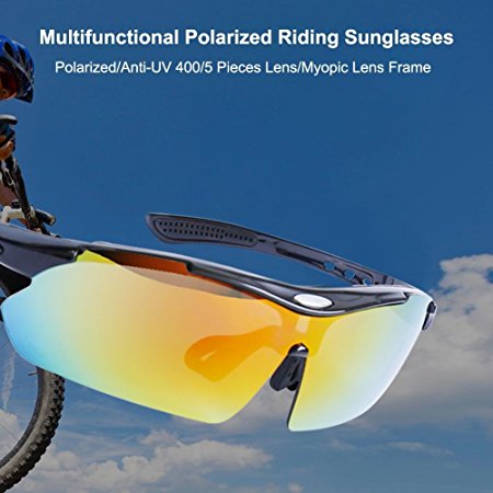 DELICACY Polarized Sports Sunglasses for Men Women with 5 Interchangeable Lenses for Driving Baseball Cycling Running Ski Fishing Glasses