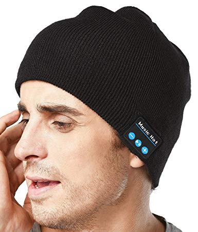 XIKEZAN Upgraded Unisex Knit Bluetooth Beanie Hat Headphones V4.2 Unique Christmas Tech Gifts for Men/Dad/Women/Mom/Teen Boys/Girls Stocking Stuffer w/Built-in Stereo Speakers (Black)