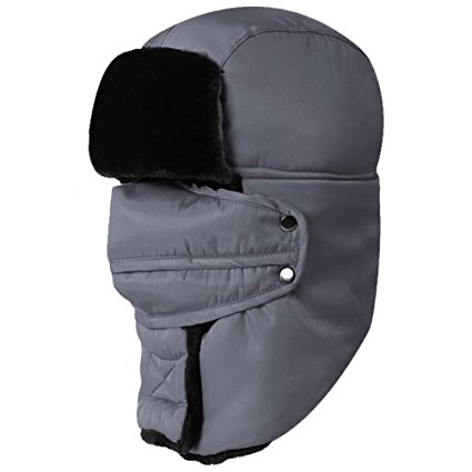 Novawo Unisex Winter Trapper Hat Ear Flap Cap with Breathable and Detachable Mask