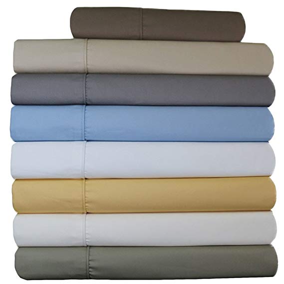 Abripedic Wrinkle Free Sheets, 650 Thread Count, Deep Pocket, Cotton Poly Blend Sheet Set, Adjustable King w/2 Twin XL fitted, Split King, Grey