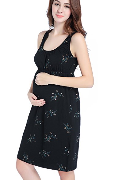 CAKYE Maternity Nursing Nightgown Dress Sleepwear For Breastfeeding and Pregnancy