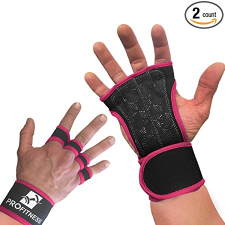 Cross Training Gloves by ProFitness | Non-Slip Palm Silicone Weight lifting Glove to avoid Calluses | Perfect for WODs & Weightlifting | With Wrist Wrap Support, Ideal for both Men & Women