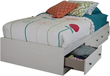 South Shore Furniture Country Poetry Twin Mates Bed with 3 Drawers, 39-Inch, White Wash