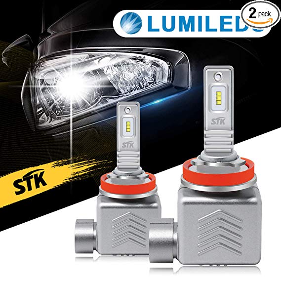 H11 Led Headlight Bulb, 12000LM 6500K 400% Brightness with Decoder H8 H9 All-in-One Conversion Kit Halogen Replacement Cool White - 2 Year Warranty
