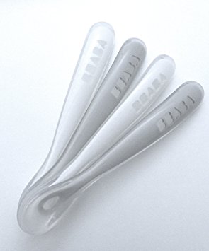 BEABA First Stage Silicone Spoons - Set of 4, Cloud