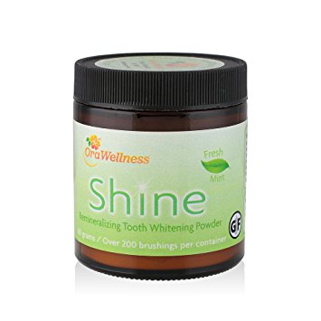 OraWellness Shine Remineralizing Natural Teeth Whitening Powder, Tooth Stain Remover and Polisher With Kaolin Clay Powder, Fresh Mint