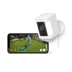 Ring Cámara Plus con luces y enchufe (Spotlight Cam Plus) | Cámara de vigilancia exterior wifi con vídeo HD 1080p, comunicación bidireccional, visión nocturna y focos LED | Ring Protect 30 días gratis