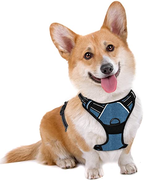 BARKBAY No Pull Dog Harness Large Step in Reflective Dog Harness with Front Clip and Easy Control Handle for Walking Training Running