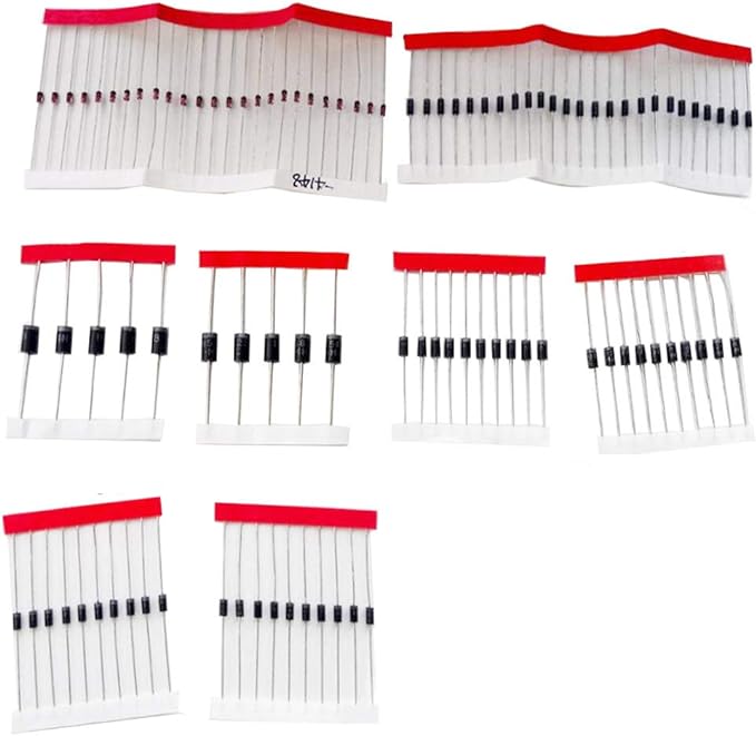 HiLetgo 100pcs Schottky Rectifier Diode Assorted Kit 100pcs 8 Values 1N4148 1N4007 1N5819 1N5399 1N5408 1N5822 FR107 FR207