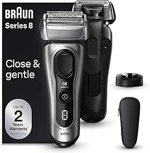 Braun Series 8 Electric Shaver for Men, with 4 1 Shaving Elements & Precision Long Hair Trimmer, Close & Gentle Even on Dense Beards, Wet & Dry Electric Razor with 60min Runtime, 8517s Galvano Silver