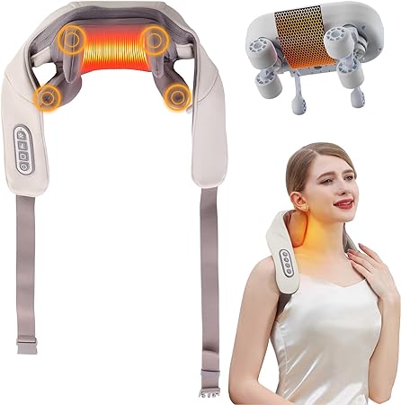 AERLANG Shiatsu Neck and Back Massager with Heat,Neck Massger Cordless Deep Tissue 4D Kneading Massage for Neck, Back, Shoulder, Muscle Relief, Relaxation Gifts for Men, Women, Home Office Car Use