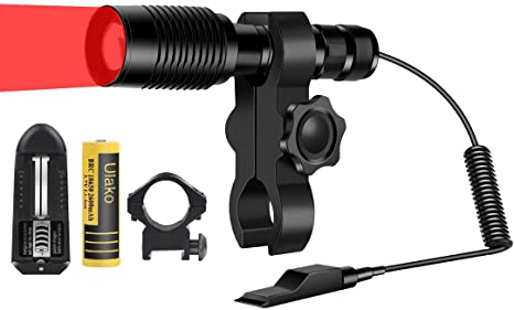Ulako U80 Red Light 300 Yards Zoomable Spotlight Floodlight Flashlight Torch for Hog Pig