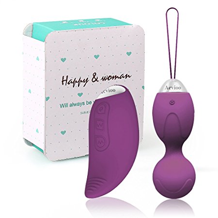 ACVIOO® Silicone Ben Wa Balls 10-Frequency Speed Massager Egg with Remote control (purple)
