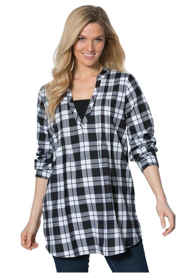 Women's Plus Size Layered Look Plaid Tunic