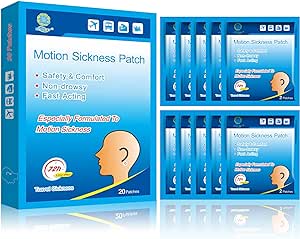 KONGDY 20 Counts Motion Sickness Patches for Cruise, Dizziness, Car Trips, Non Drowsy