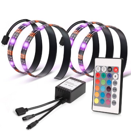 Bias Lighting for HDTV USB Powered TV Backlighting, Home Theater Accent lighting Kit With Remote Control, Kohree 2 RGB Multi Color Led Light Strip (Reduce eye fatigue and increase image clarity)
