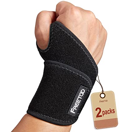 FREETOO 2 Pack Wrist Brace for Carpal Tunnel Relief for Night Sleep, Wrist Support Splint with Strong Compression for Women Men, Adjustable Hand brace Fits Right Left Hand for Arthritis Tendonitis