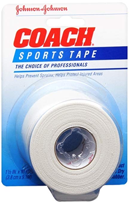 JOHNSON & JOHNSON COACH Sports Tape 1-1/2 Inches X 10 Yards (Pack of 4)