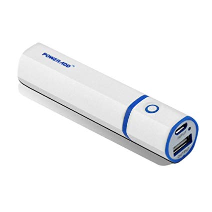Poweradd Ultra Slim 2600mAh Portable Charger External Battery Pack for iPhone (Apple Adapters Not Included), Samsung Galaxy, Nexus, HTC, Motorola, Sony, Nokia, LG, Sony, Gopro and more- White-Blue