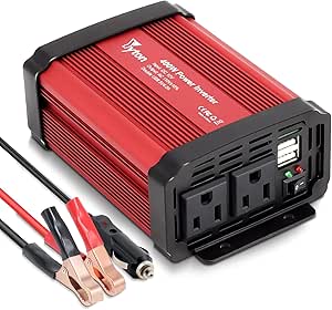 400W Power Inverter for Vehicles DC 12V to 110V AC Car Inverter Converter with 4.2A Dual USB Charging Ports, 2 AC Outlets Car Plug Adapter for Laptop Computer