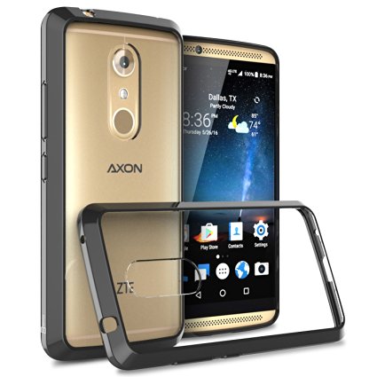 ZTE Axon 7 Case, CoverON® [ClearGuard Series] Hard Clear Back Cover with Flexible TPU Bumpers Slim Fit Phone Cover Case for ZTE Axon 7 - Black