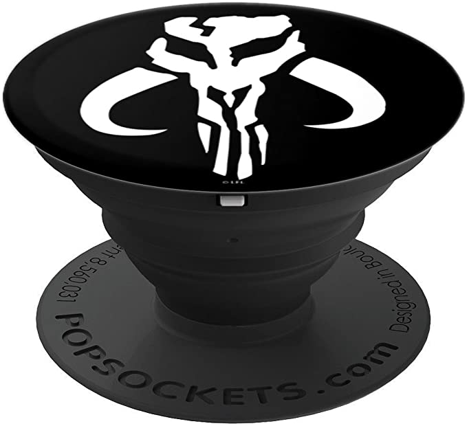 Star Wars Mandalorian Logo Black And White PopSockets Grip and Stand for Phones and Tablets