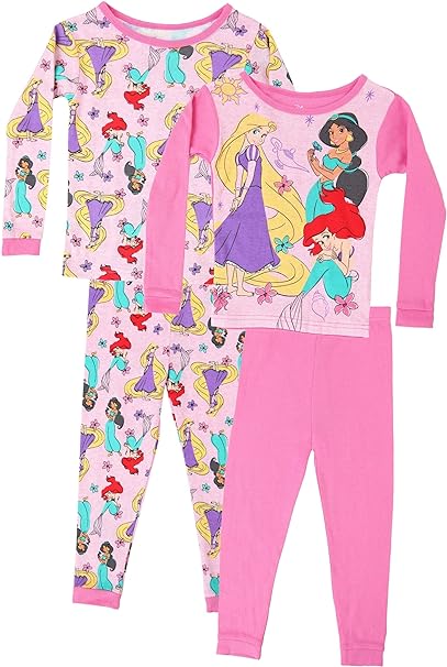 Disney 4 Piece Girl's Multi Princess Sleep Set