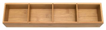 Lipper International Bamboo Drawer Organizer with 3 Removable Dividers, Brown