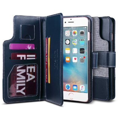 iPhone 6 Plus Case, iPhone 6s Plus Case, ULAK Premium [Card Slot] Magnetic Hybrid Flip Wallet Case Cover For Appple iPhone 6 Plus and iPhone 6s Plus 5.5inch Devices (Navy Blue)