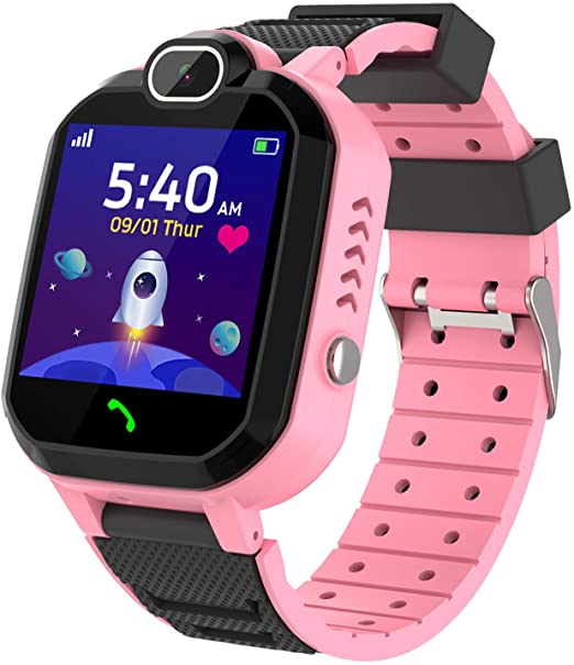 Kids Smartwatch with Games Music – Smart Watch for Children with Two Way Phone Calls SOS Camera HD Touchscreen Sport Phone Watch for 4-12 Years Old Boys Girls Students Teens (Pink)