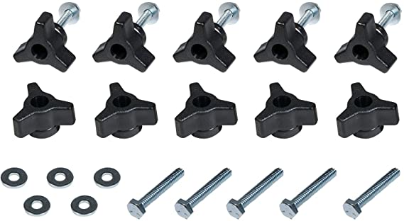 POWERTEC 71068 T-Track Knobs with 1/4-20 by 1-1/2" Bolts and Washers(Set of 10)