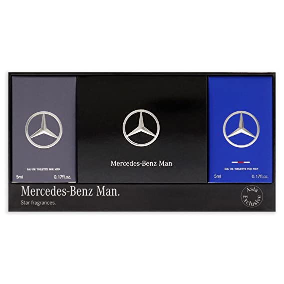 Mercedes Benz Man Set - Men's Curated Eau De Toilette Gift Set Collection - Experience Sophisticated Ranges of Designer Fragrances - Including Man, Blue and Grey Scents - 4 pc