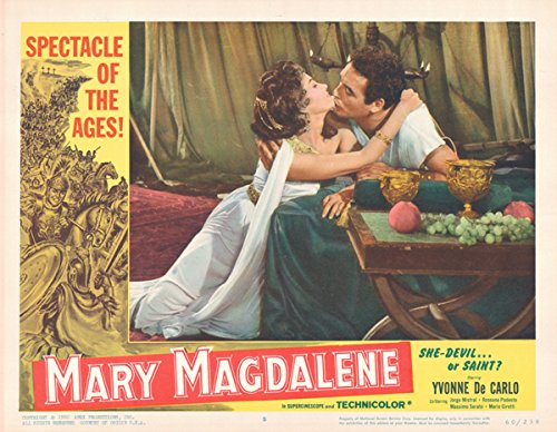 Mary Magdalene original 11x14 lobby card Yvonne De Carlo kisses Jorge Mistral