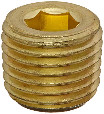 Anderson Metals 56115 Brass Pipe Fitting, Hex Drive Countersunk Plug, 1/4" NPT Male Pipe
