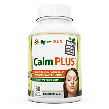 Natural Calm PLUS Stress & Anxiety Relief Relaxation Supplement, Unique Blend of Vitamins & Herbs to Promote Relaxation & Calmness. Incl. Calcium, Vitamins B1 B2 & B12, Chamomile, Skullcap